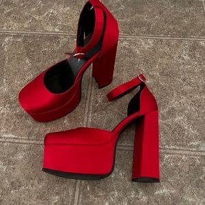 Red platform heels